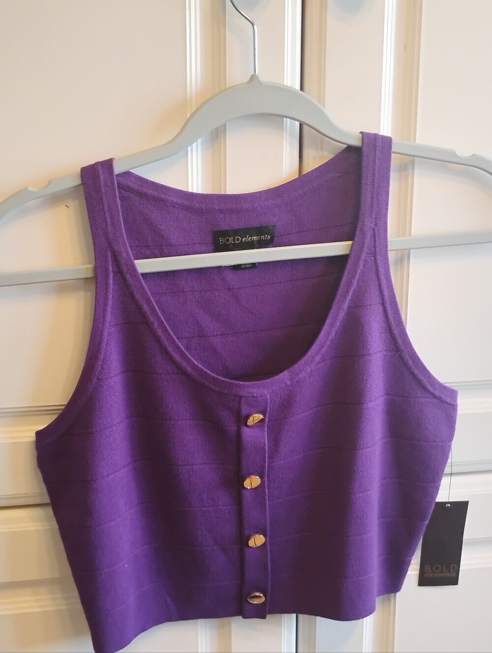 BOLD Elements Dynasty Purple Ribbed Tank Top Scoop Neck, NWT Size: M
